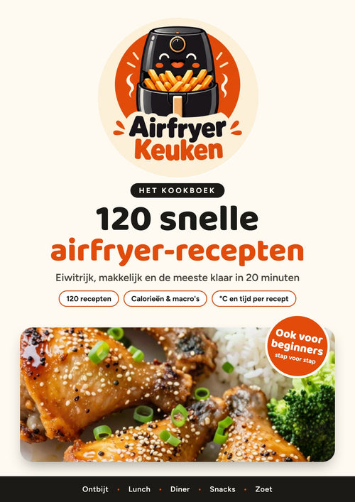 Cover van het AirfryerKeuken Kookboek met 120 snelle airfryer-recepten